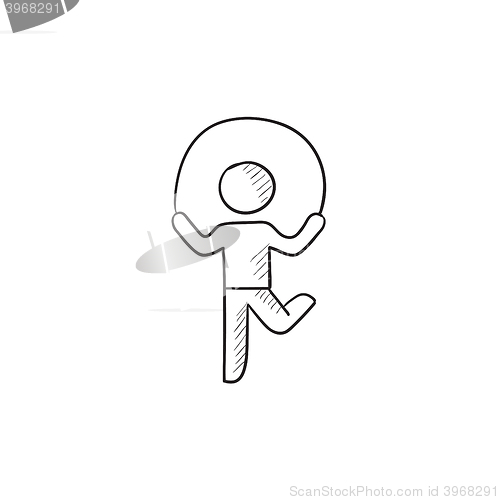 Image of Child jumping rope sketch icon.