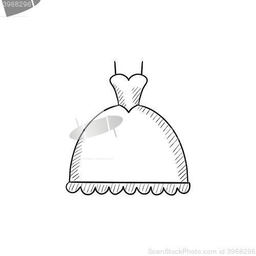 Image of Wedding dress sketch icon.