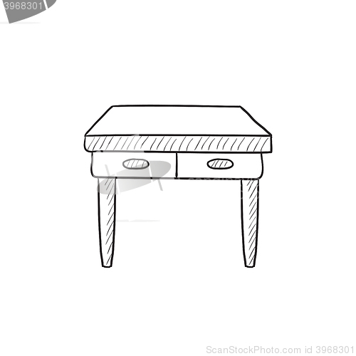 Image of Table with drawers sketch icon.