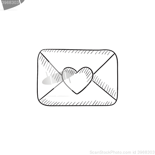 Image of Envelope with heart sketch icon.