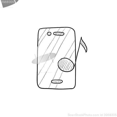 Image of Phone with musical note sketch icon.