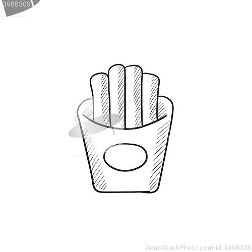 Image of French fries sketch icon.