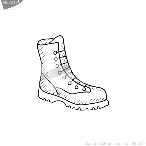 Image of Boot with laces sketch icon.