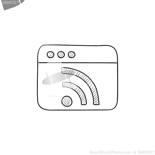 Image of Browser window with wi fi sign sketch icon.