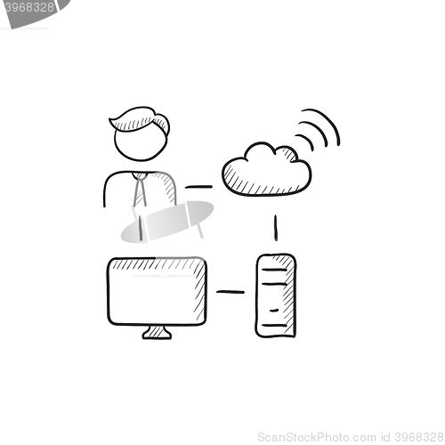 Image of Cloud computing sketch icon.