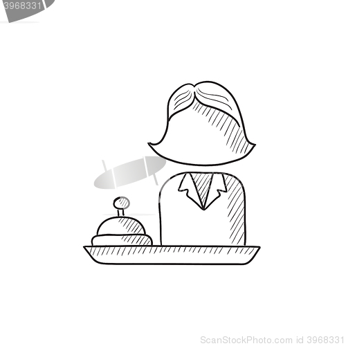 Image of Female receptionist sketch icon.