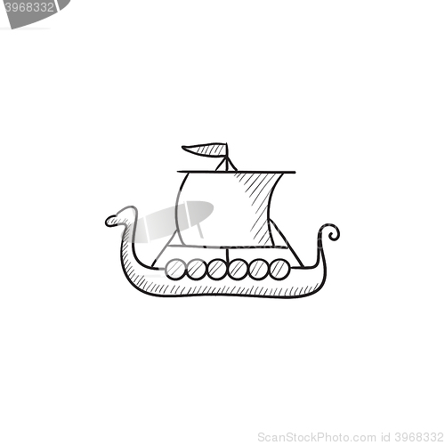 Image of Old ship sketch icon.