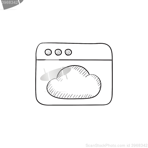 Image of Browser window with cloud  sketch icon.