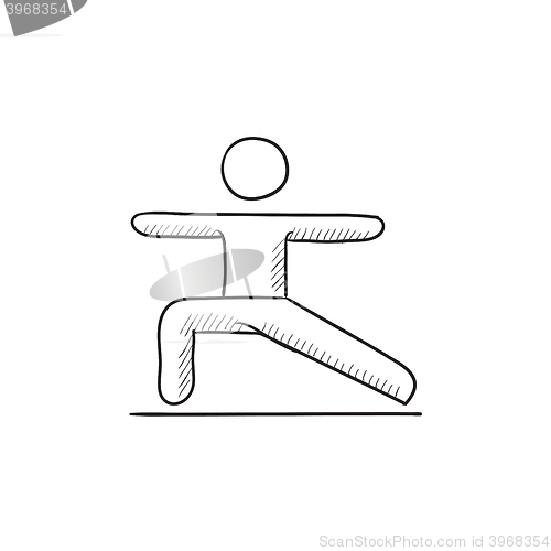 Image of Man practicing yoga sketch icon.