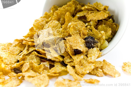 Image of cornflakes from the white bowl