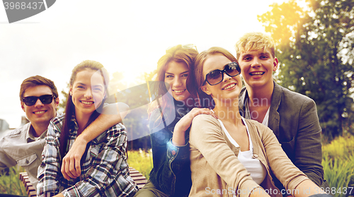 Image of group of students or teenagers hanging out