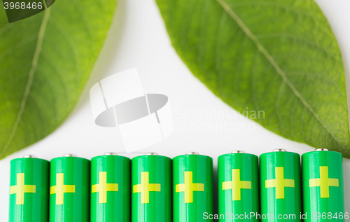 Image of close up of green alkaline batteries