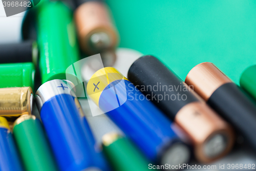 Image of close up of green alkaline batteries