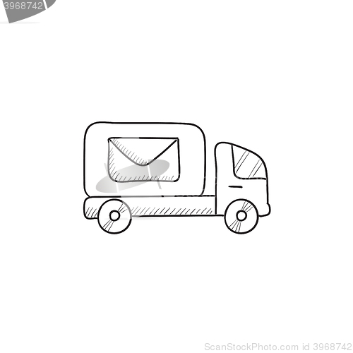 Image of Mail van sketch icon.