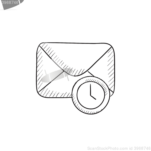 Image of Envelope mail with clock sketch icon.