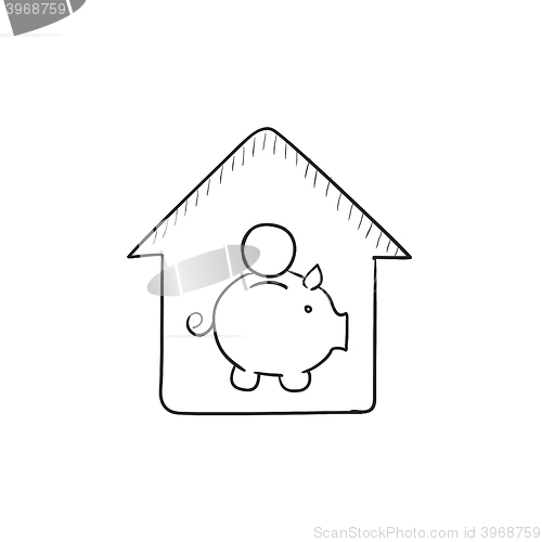 Image of House savings sketch icon.