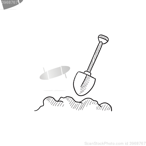 Image of Mining shovel sketch icon.