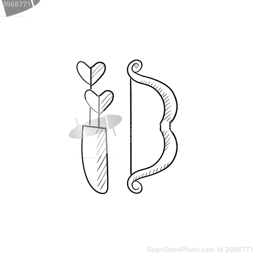 Image of Bow and arrows sketch icon.