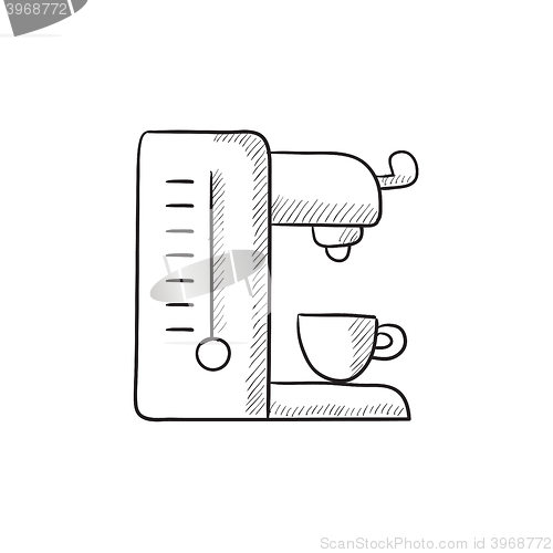 Image of Coffee maker sketch icon.