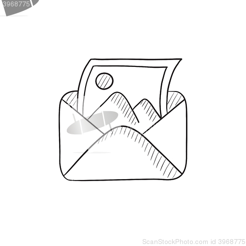 Image of Envelope mail with photo sketch icon.