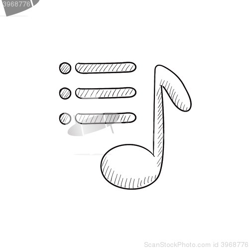 Image of Musical note sketch icon.