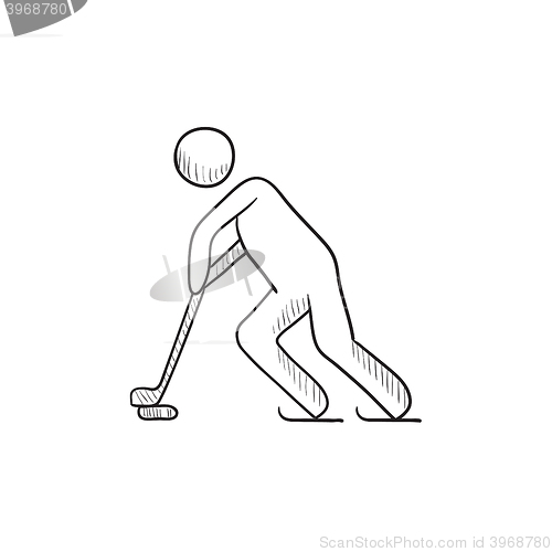 Image of Hockey player sketch icon.