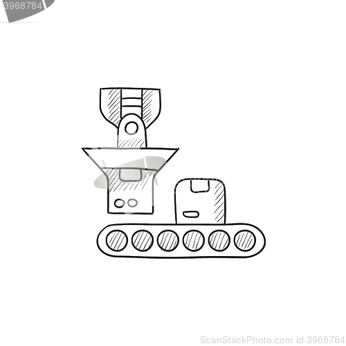 Image of Robotic packaging sketch icon.