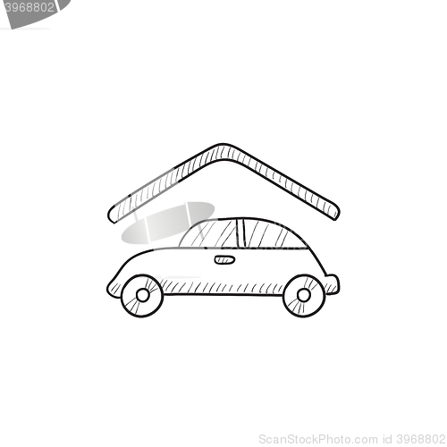 Image of Car garage sketch icon.