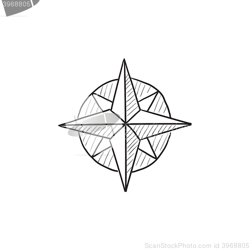 Image of Compass wind rose sketch icon.