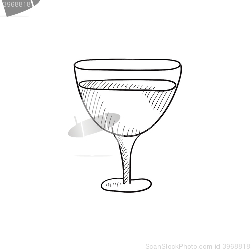 Image of Glass of wine sketch icon.