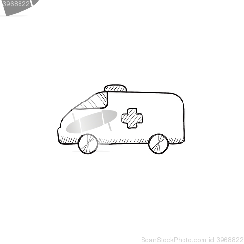 Image of Ambulance car sketch icon.