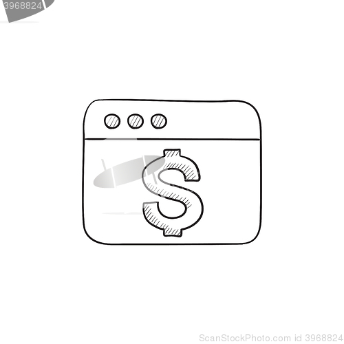 Image of Browser window with dollar sign sketch icon.