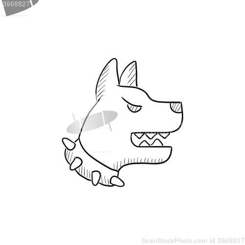 Image of Aggressive police dog sketch icon.