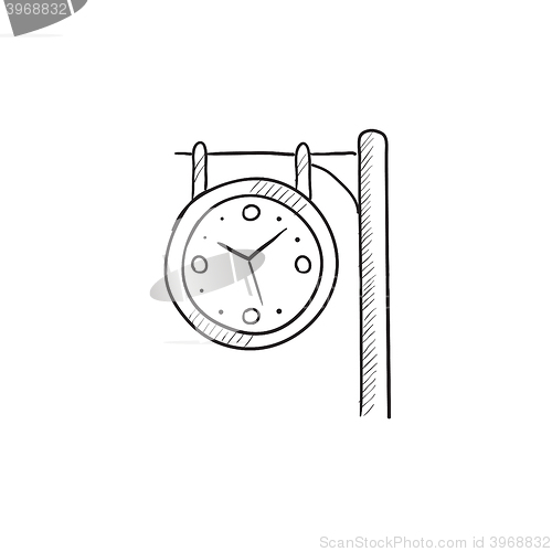 Image of Train station clock sketch icon.