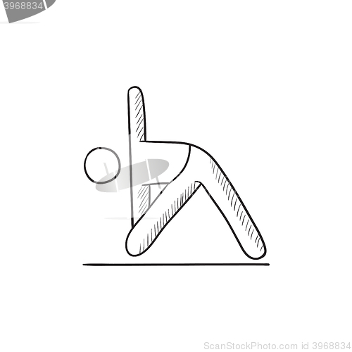 Image of Man practicing yoga sketch icon.