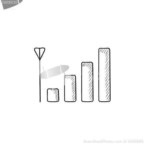 Image of Mobile phone signal sign sketch icon.