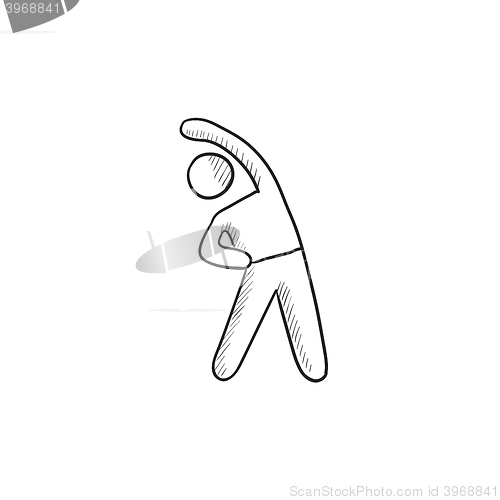 Image of Man making exercises sketch icon.