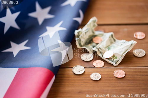 Image of close up of american flag and money