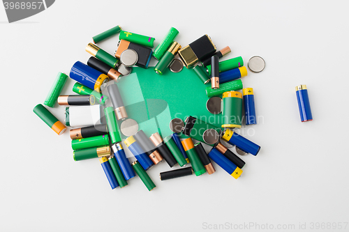 Image of close up of green alkaline batteries