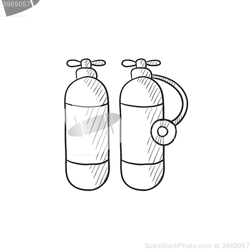 Image of Oxygen tank sketch icon.