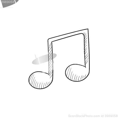 Image of Music note sketch icon.