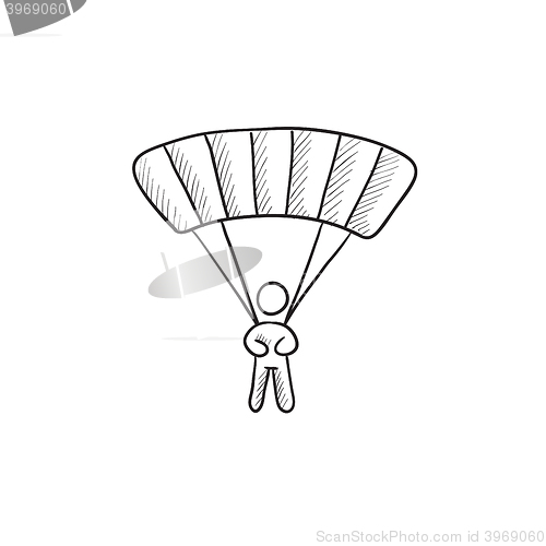 Image of Skydiving sketch icon.