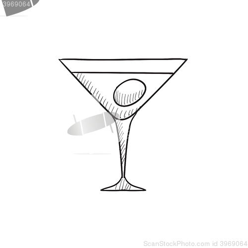 Image of Cocktail glass sketch icon.
