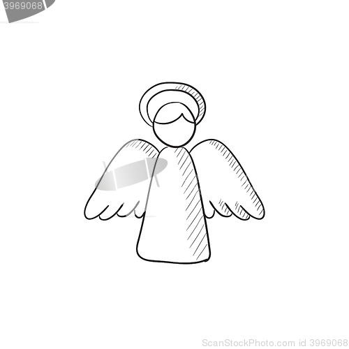 Image of Easter angel sketch icon.