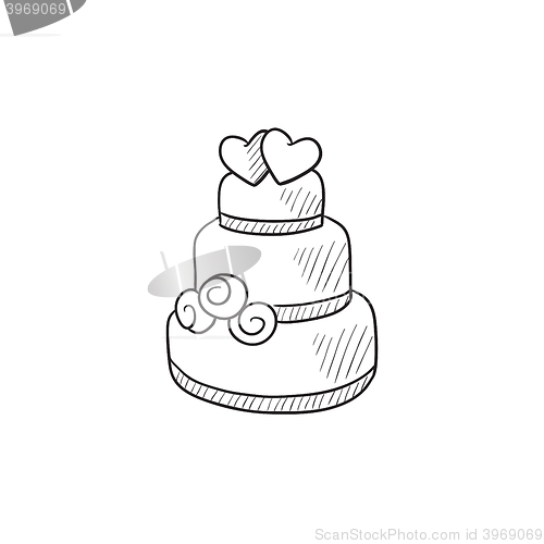 Image of Wedding cake sketch icon.