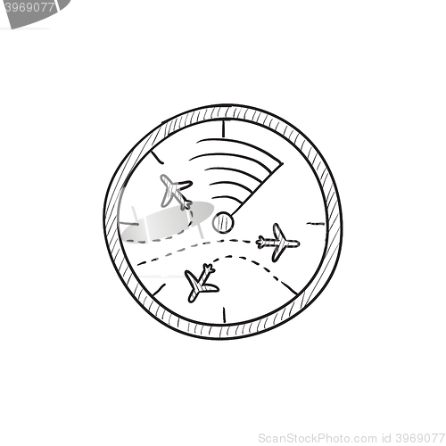 Image of Radar screen with planes sketch icon.