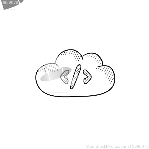 Image of Transferring files cloud apps sketch icon.