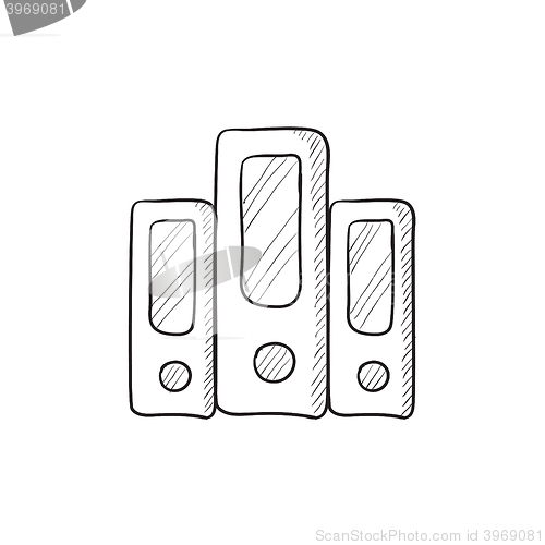 Image of Row of folders sketch icon.