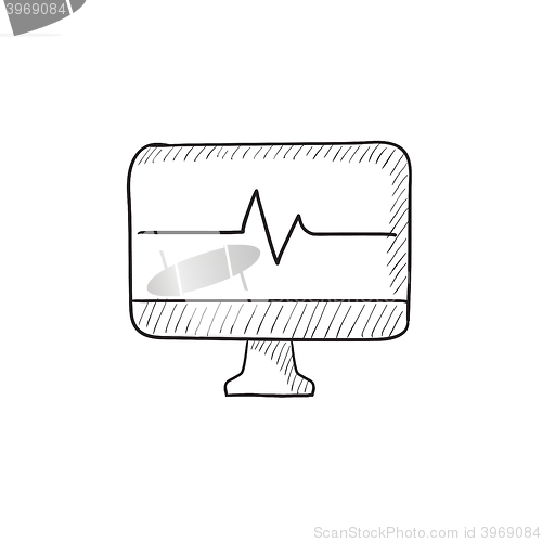 Image of Heart beat monitor sketch icon.