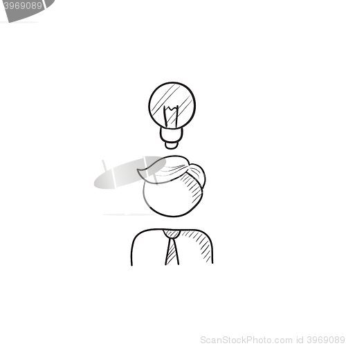 Image of Businessman with idea sketch icon.